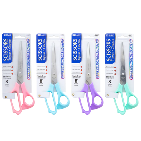 Bazic • Tijera de oficina 8" (colores pasteles)